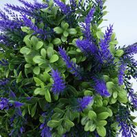 Boule de topiaire artificielle en houx et lavande, résistante aux UV, pour décoration de jardin extérieur, 57 cm, avec piquet de fixation au sol, LO-507