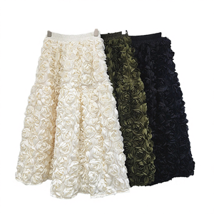 Jupe midi plissée élastique taille empire respirante pour femme, style chic français, sexy, tricotée, écologique, pour club, dropshipping - Product Image 4