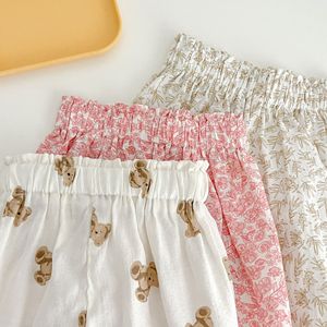 Pantalons pour enfants, garçons et filles, style fin d'été, version coréenne tendance, pantalons en coton à fleurs pour l'extérieur - Product Image 5
