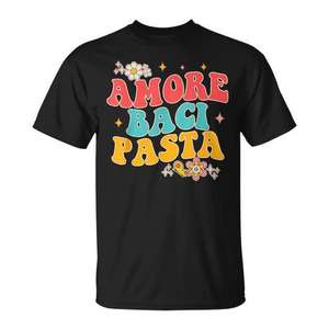 Camiseta Amore Baci Pasta, diseño para amantes de la comida italiana, talla unisex para adultos - Product Image 1