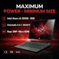 Tablette 2 en 1 Windows 10 de 10,1 pouces, processeur Intel Atom, écran tactile IPS 1280x800, caméra 5MP, clavier magnétique, Wi-Fi, pour déploiement professionnel
