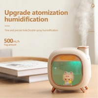 Humidificateur d'air à ultrasons pour poupées de dessin animé 500ML Diffuseur d'huiles essentielles d'arôme de grande capacité USB Veilleuses respirantes colorées