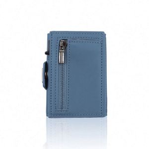 Cartera de Tarjetas de Lujo para Hombre, Organizador de Cuero PU con Cierre, Bolsillo para Monedas, Bloqueo RFID, 9.7x6.7CM (Modelo Mairun 823 Personalizado) - Product Image 5