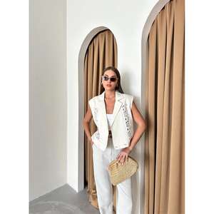 Chaleco de Gabardina para Mujer, Prenda Exterior 100% Poliéster con Detalles de Encaje, Estilo sin Mangas - Product Image 6