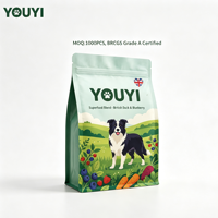 Sac à fond plat à 8 côtés de qualité alimentaire avec fermeture éclair, résistant à l'humidité, en plastique, pour l'emballage d'aliments pour animaux de compagnie (chiens et chats)