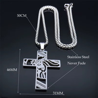 Nouveau Collier Pendentif Croix Creuse en Acier Inoxydable Étanche, Accessoire de Mode