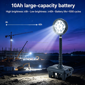 Projecteur <span class=keywords><strong>mobile</strong></span> LED avec luminosité réglable, autonomie de 8h à 40h, indice de protection IP65, 27W, batterie rechargeable 14.8V 10Ah, charge rapide - Product Image 3