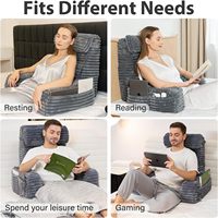 Coussin de dossier pour lit, coussin de lecture avec accoudoirs et grandes poches, support dorsal souple, idéal pour regarder la télévision