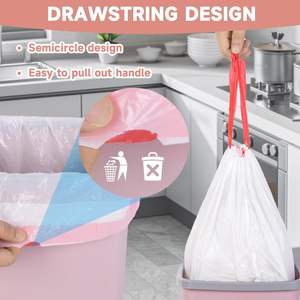 Bolsas de Basura Pequeñas con Cordón, Bolsas de Basura Mini Blancas sin Perfume, Forros Resistentes para Cestas de Basura para Baño, Cocina, Oficina - Product Image 3