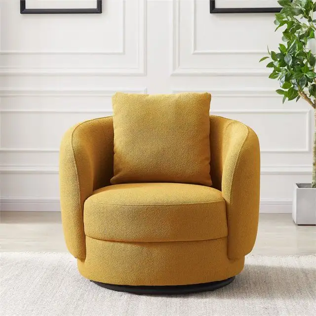 Perto orta yüzyıl Modern tembel çocuk sandalye sarı buklet kumaş Accent koltuk döner kanepe sandalye