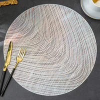 Décor de Table nordique 15 pouces évider PVC résistant à la chaleur tapis de Table ronds napperons en or métallique pour Table à manger