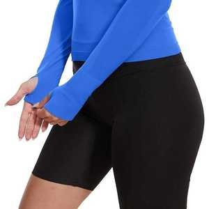Women's Athletic Yoga <b>Tops</b> Seamless <b>Long</b> <b>Sleeve</b> Workout Gym <b>Sports</b> Breathable and Lightweight Compression Front Logo Print - Product Image 3