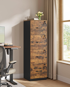 Meuble de Rangement de Bureau SENYU, Armoire à Documents, Support d'Imprimante, 4 Tiroirs Verrouillables, Barres Suspendues Ajustables pour Documents A4/Lettre, Style Vintage - Product Image 2