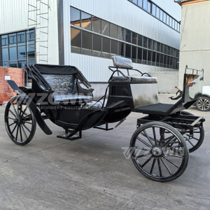 Carroza Turística Europea de 4 Ruedas con Caballos, Carroza Negra para Bodas, para 4-6 Personas - Product Image 1