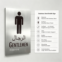 Panneau Braille en Acier Inoxydable pour Toilettes Hommes, Plaque Tactile Braille pour Porte de Toilettes, Signalisation Personnalisable pour Toilettes Publiques