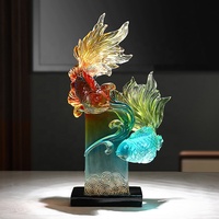 SE7ART Décoration d'intérieur en résine transparente peinte à la main, motif poisson Koi, pour table – Cadeau de haute qualité pour anniversaire et baptême