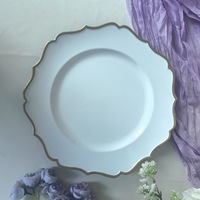 Assiette de présentation en plastique ronde de 13 pouces, plateau de service pour desserts et fêtes, design moderne et luxueux pour les restaurants