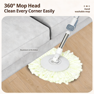 Sistema <span class=keywords><strong>di</strong></span> Pulizia Domestica con Mop Rotante a 360 Gradi, Testa Rotonda in Acciaio e Microfibra, con Secchio per Pulizia Pavimenti - Product Image 5
