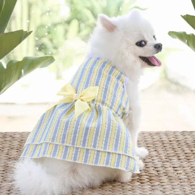 Treillis Bowknot Chien Vêtements Chien Robes D'été Petit Chien Vêtements