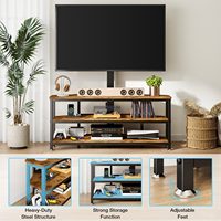 Support TV d'angle YOMI pour téléviseurs de 32 à 70 pouces, pivotant, hauteur réglable, étagères de rangement, station de charge, lumières LED RGB, MDF, alliage