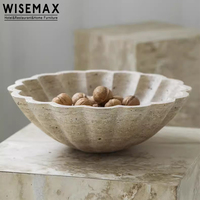 WISEMAX FURNITURE Home Travertin Shell Shape Blow Decoration Marbre Meubles décoratifs Rétro Plateau de rangement pour table