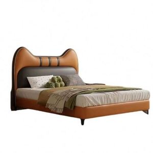 Lit de Jour Moderne Confortable pour Enfants, Motif Chat Orange de Dessin Animé, Cadre en Bois Massif, Revêtement en Coton, Meuble de Chambre pour Garçons et Filles - Product Image 6