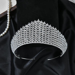 ROMANTIQUE Nouveau Grand <span class=keywords><strong>Diadème</strong></span> Reine Baroque <span class=keywords><strong>Miss</strong></span> Univers Vintage Zircon Couronne Mariage Diadèmes De Mariée - Product Image 2