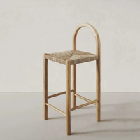 Chaises de bar en rotin tissé, style nordique moderne minimaliste, écologiques, durables, luxueuses, pour hôtels et restaurants commerciaux