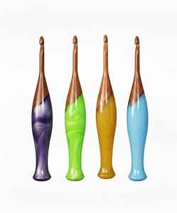 Ganchos de Crochet Ergonómicos de Resina y Madera, Agarre Cómodo, Acabado Liso, Duraderos para Tejer, Crochet y Manualidades - Product Image 3