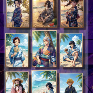 Pigu <span class=keywords><strong>Studio</strong></span> Demon Slayer <span class=keywords><strong>Kimetsu</strong></span> Splendid Color Ink Cards Infinity Castle Demon Slayer Corps Anime Doujin Cartes à collectionner - Product Image 6