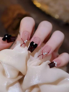 Flores francesas Prensa en las uñas Flash Diamante 3D Diamantes de imitación Brillo Brillante Uñas postizas Bailarina larga Ataúd Puntas falsas <span class=keywords><strong>Manicura</strong></span> - Product Image 2