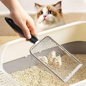Pala ajustable de malla metálica de acero inoxidable con mango largo para arena de gato, antiadherente, para uso doméstico - Product Image 4
