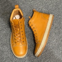 Bottes montantes en cuir de vachette marron rétro pour homme, imperméables et antidérapantes, pour l'automne/hiver, style décontracté, rehaussantes