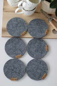 <strong>Grey</strong> Felt <strong>Table</strong> Mat Set with <strong>Runner</strong> and coaster - Product Image 4