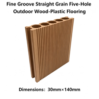 Plancher de terrasse extérieur en WPC creux 5 canaux, grain droit, rainures fines, 30mm*140mm, étanche, résistant aux intempéries, antidérapant, pour jardin et extérieur