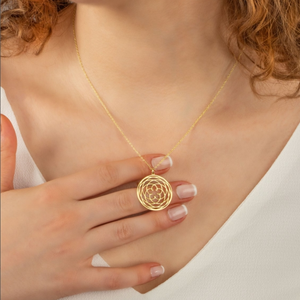 Nuovo Design Venus Collana di Fiori di Yoga Simbolo di Gioielli Fatti a Mano Ciondoli in Acciaio Inox <span class=keywords><strong>Fiore</strong></span> <span class=keywords><strong>della</strong></span> <span class=keywords><strong>Vita</strong></span> 18K Collana in Oro - Product Image 4