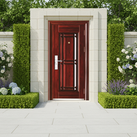 Porte Extérieure en Métal Rouge Certifiée CE, Anti-effraction, Résistante aux Intempéries, pour Villa, Cour, Jardin, Entrée, Résistance au Feu 45 min, Idéale pour Hôtels