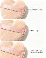 Puff Rias Wajah Heart Velvet dengan Tali Jari, untuk Bedak Tabur, Foundation, dan Pengaturan Rias Wajah, Alat Kecantikan Berkualitas Tinggi