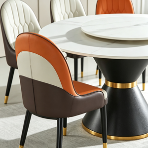 Ensemble de table à manger ronde moderne en marbre avec 6 chaises, design rotatif, pour la salle à manger à domicile - Product Image 4