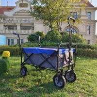 Carro Plegable de Acero de Cuatro Ruedas Reforzado OEM con Asa Extensible para Camping y Compras