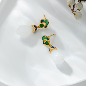 Chinese Style Retro Enamel Drop Earrings Flower Shape Teardrop Drip S925 Silver Needle Hanfu Jewelry Party Fashion - Product Image 1