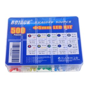 Kit de diodes LED <span class=keywords><strong>BOJACK</strong></span> 5 couleurs, 500 pièces, 5 mm, à montage traversant, composants d'éclairage lumineux - Product Image 3