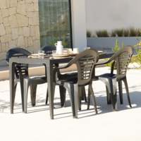 Chaises d'extérieur contemporaines en plastique empilables de haute qualité, 6 pièces, style Menorca, pieds coniques, sans rembourrage