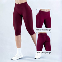 Pantalon de sport sans couture personnalisé pour le yoga, la course et l'entraînement, taille haute, effet ventre plat, longueur mi-cuisse, leggings de yoga effet fessier galbé pour femme