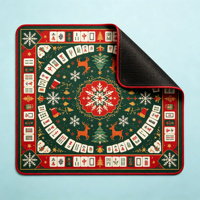 Tapis de Mahjong Vintage Rose Fountain, Imprimé Floral Rouge Crème Doré, Antidérapant en Microfibre, pour 4 Joueurs, Idéal pour les Fêtes