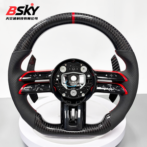 Volant en cuir perforé avec panneau en fibre de carbone de luxe pour Mercedes AMG W223 W213 206 W222 GLC X253 C253 <span class=keywords><strong>CLA</strong></span> W117 - Product Image 1