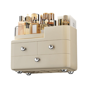 Cosmetic <b>Storage</b> <b>Box</b> Desktop Organizer <b>Drawer</b> Style Large Capacity Creamy White ABS Makeup Organizer - Product Image 5