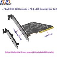 PCI-E 4.0 8X ke 2 * Oculink SFF-8612 Konektor Adaptor Kartu Ekspansi Riser Motherboard Mendukung Bifurkasi PCIe X4x4