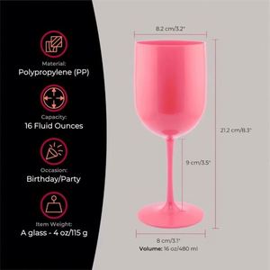 Verres à vin en plastique en gros, incassables, résistants aux chocs, réutilisables, adaptés aux aliments, compatibles lave-vaisselle, pour anniversaires et fêtes, 16 oz - Product Image 2