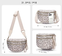Sac banane surdimensionné en nylon motif léopard de qualité supérieure, sac à bandoulière décontracté et spacieux avec chaîne